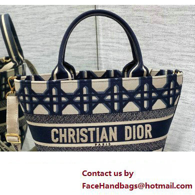 Dior Hat Basket Bag In Beige and Blue Macrocannage Embroidery 2024