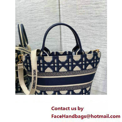 Dior Hat Basket Bag In Beige and Blue Macrocannage Embroidery 2024