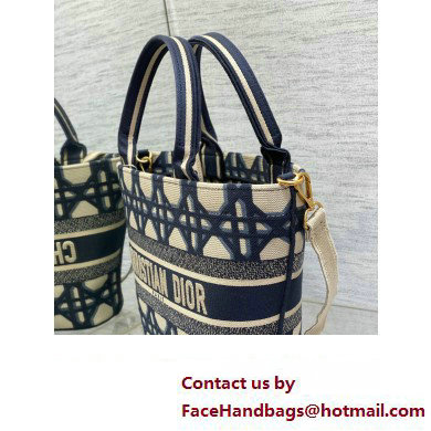 Dior Hat Basket Bag In Beige and Blue Macrocannage Embroidery 2024