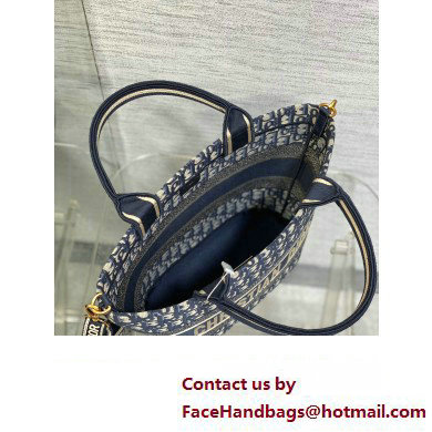 Dior Hat Basket Bag In Blue and Beige Dior Oblique Embroidery 2024