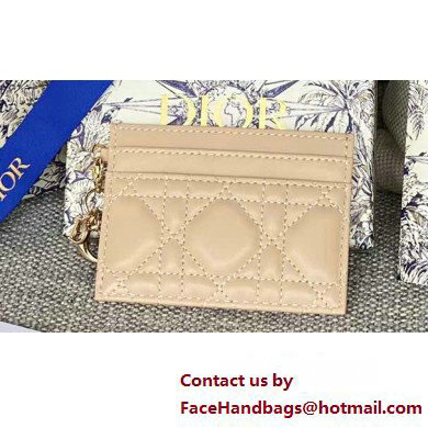 Dior Lady Dior Five-Slot Card Holder in Cannage Lambskin Beige