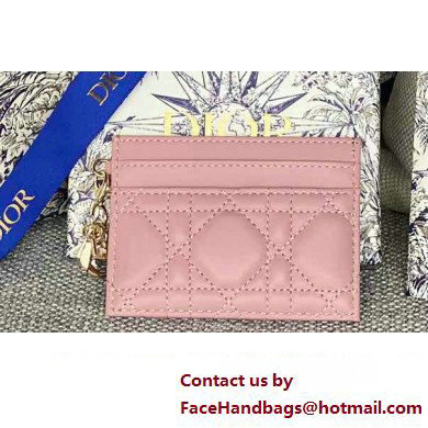 Dior Lady Dior Five-Slot Card Holder in Cannage Lambskin Pink