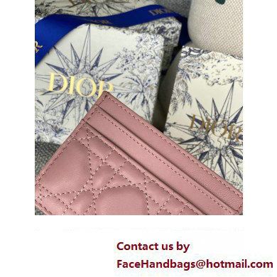 Dior Lady Dior Five-Slot Card Holder in Cannage Lambskin Pink