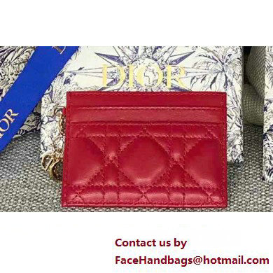 Dior Lady Dior Five-Slot Card Holder in Cannage Lambskin Red