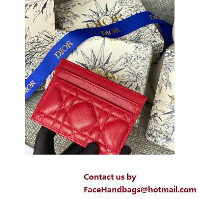 Dior Lady Dior Five-Slot Card Holder in Cannage Lambskin Red