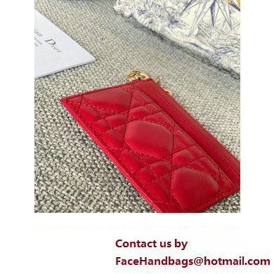 Dior Lady Dior Five-Slot Card Holder in Cannage Lambskin Red