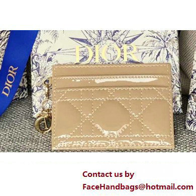 Dior Lady Dior Five-Slot Card Holder in Patent Cannage Calfskin Beige - Click Image to Close