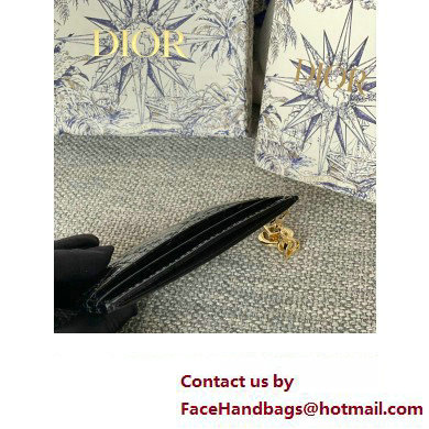 Dior Lady Dior Five-Slot Card Holder in Patent Cannage Calfskin Black