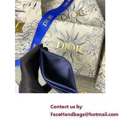 Dior Lady Dior Five-Slot Card Holder in Patent Cannage Calfskin Dark Blue