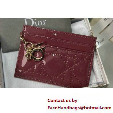 Dior Lady Dior Five-Slot Card Holder in Patent Cannage Calfskin Red