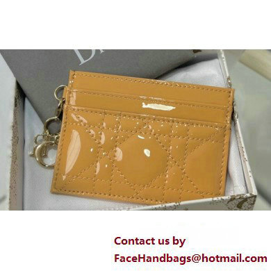 Dior Lady Dior Five-Slot Card Holder in Patent Cannage Calfskin yellow - Click Image to Close