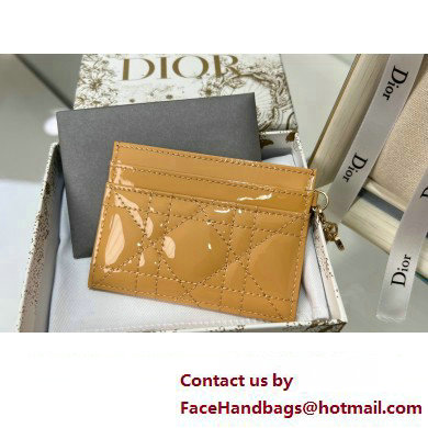 Dior Lady Dior Five-Slot Card Holder in Patent Cannage Calfskin yellow