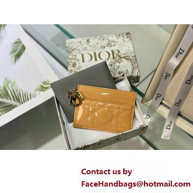 Dior Lady Dior Five-Slot Card Holder in Patent Cannage Calfskin yellow