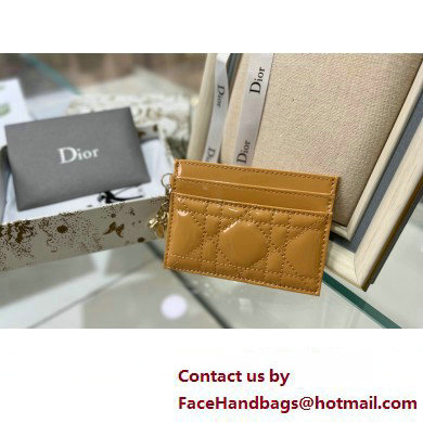 Dior Lady Dior Five-Slot Card Holder in Patent Cannage Calfskin yellow