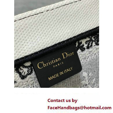 Dior Large Book Tote Bag in Black and White Butterfly Bandana Embroidery