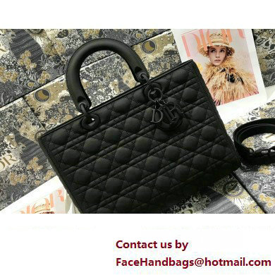 Dior Large Lady Dior Bag in Black Ultramatte Cannage Calfskin