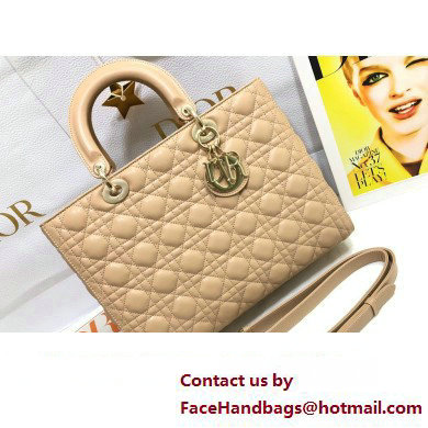 Dior Large Lady Dior Bag in Cannage Lambskin Beige