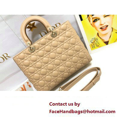 Dior Large Lady Dior Bag in Cannage Lambskin Beige