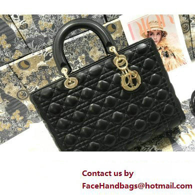 Dior Large Lady Dior Bag in Cannage Lambskin Black - Click Image to Close