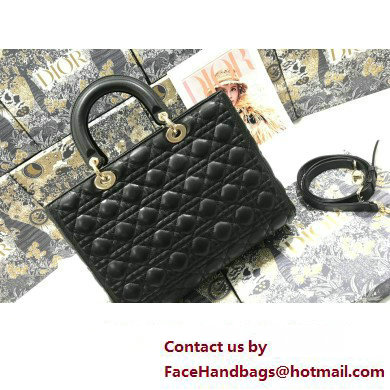 Dior Large Lady Dior Bag in Cannage Lambskin Black