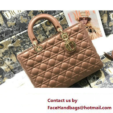 Dior Large Lady Dior Bag in Cannage Lambskin Nude