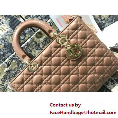 Dior Large Lady Dior Bag in Cannage Lambskin Nude