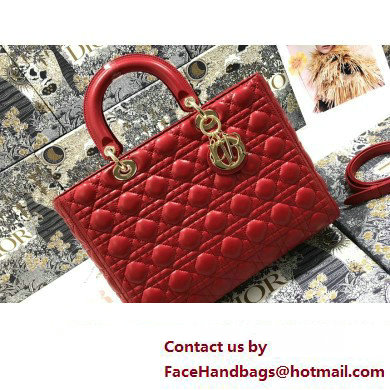 Dior Large Lady Dior Bag in Cannage Lambskin Red