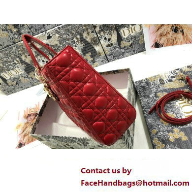 Dior Large Lady Dior Bag in Cannage Lambskin Red