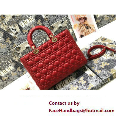 Dior Large Lady Dior Bag in Cannage Lambskin Red