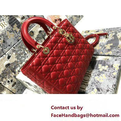 Dior Large Lady Dior Bag in Cannage Lambskin Red