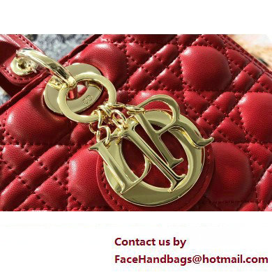 Dior Large Lady Dior Bag in Cannage Lambskin Red