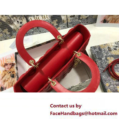 Dior Large Lady Dior Bag in Cannage Lambskin Red