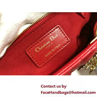 Dior Large Lady Dior Bag in Cannage Lambskin Red