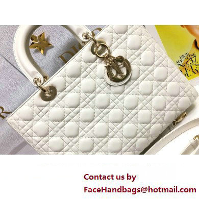 Dior Large Lady Dior Bag in Cannage Lambskin White