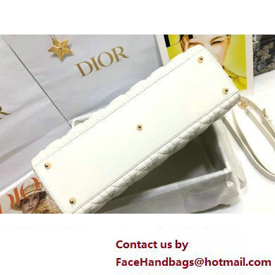 Dior Large Lady Dior Bag in Cannage Lambskin White