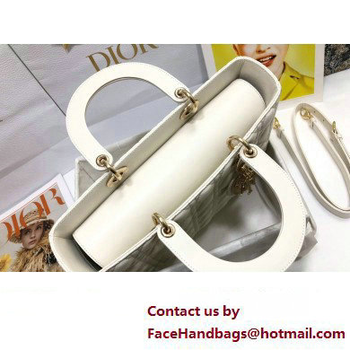 Dior Large Lady Dior Bag in Cannage Lambskin White