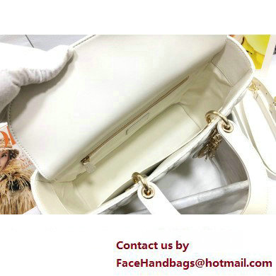 Dior Large Lady Dior Bag in Cannage Lambskin White