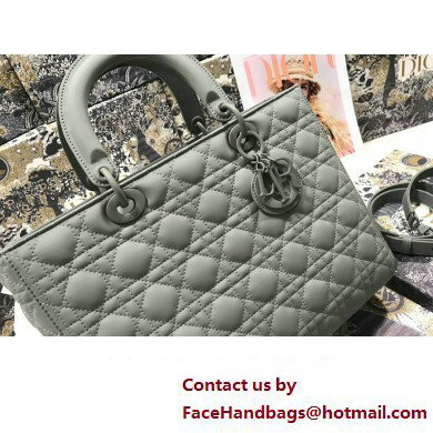 Dior Large Lady Dior Bag in Gray Ultramatte Cannage Calfskin