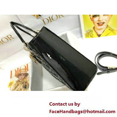 Dior Large Lady Dior Bag in Patent Cannage Calfskin Black