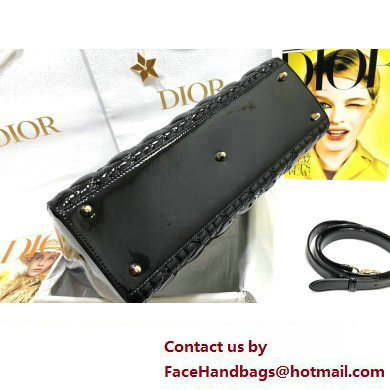 Dior Large Lady Dior Bag in Patent Cannage Calfskin Black