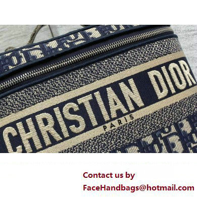 Dior Large Vanity Case Bag in Blue Dior Oblique Jacquard