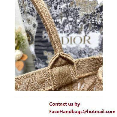 Dior Medium Book Tote Bag in Beige D-Lace Butterfly Embroidery 2024