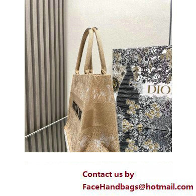 Dior Medium Book Tote Bag in Beige D-Lace Butterfly Embroidery 2024