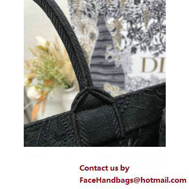 Dior Medium Book Tote Bag in Black D-Lace Butterfly Embroidery 2024