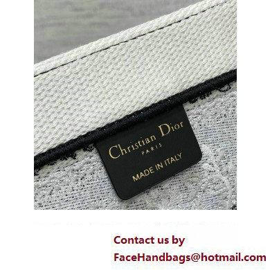 Dior Medium Book Tote Bag in Black and White Butterfly Bandana Embroidery