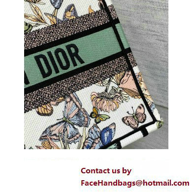 Dior Medium Book Tote Bag in White Multicolor Toile de Jouy Mexico Embroidery