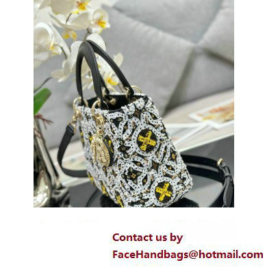 Dior Medium Lady Dior Bag in Black with Bead Embroidery