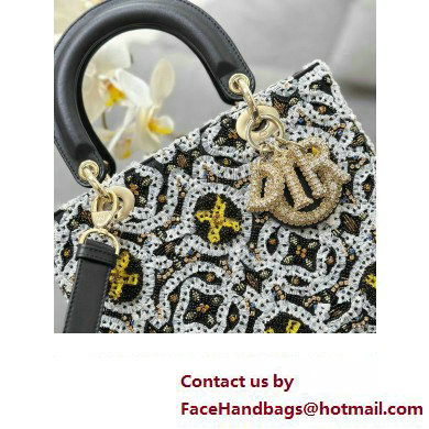 Dior Medium Lady Dior Bag in Black with Bead Embroidery