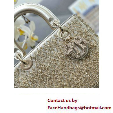 Dior Medium Lady Dior Bag in Gold with Bead Embroidery