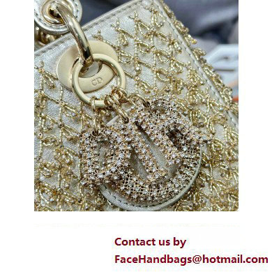 Dior Medium Lady Dior Bag in Gold with Bead Embroidery